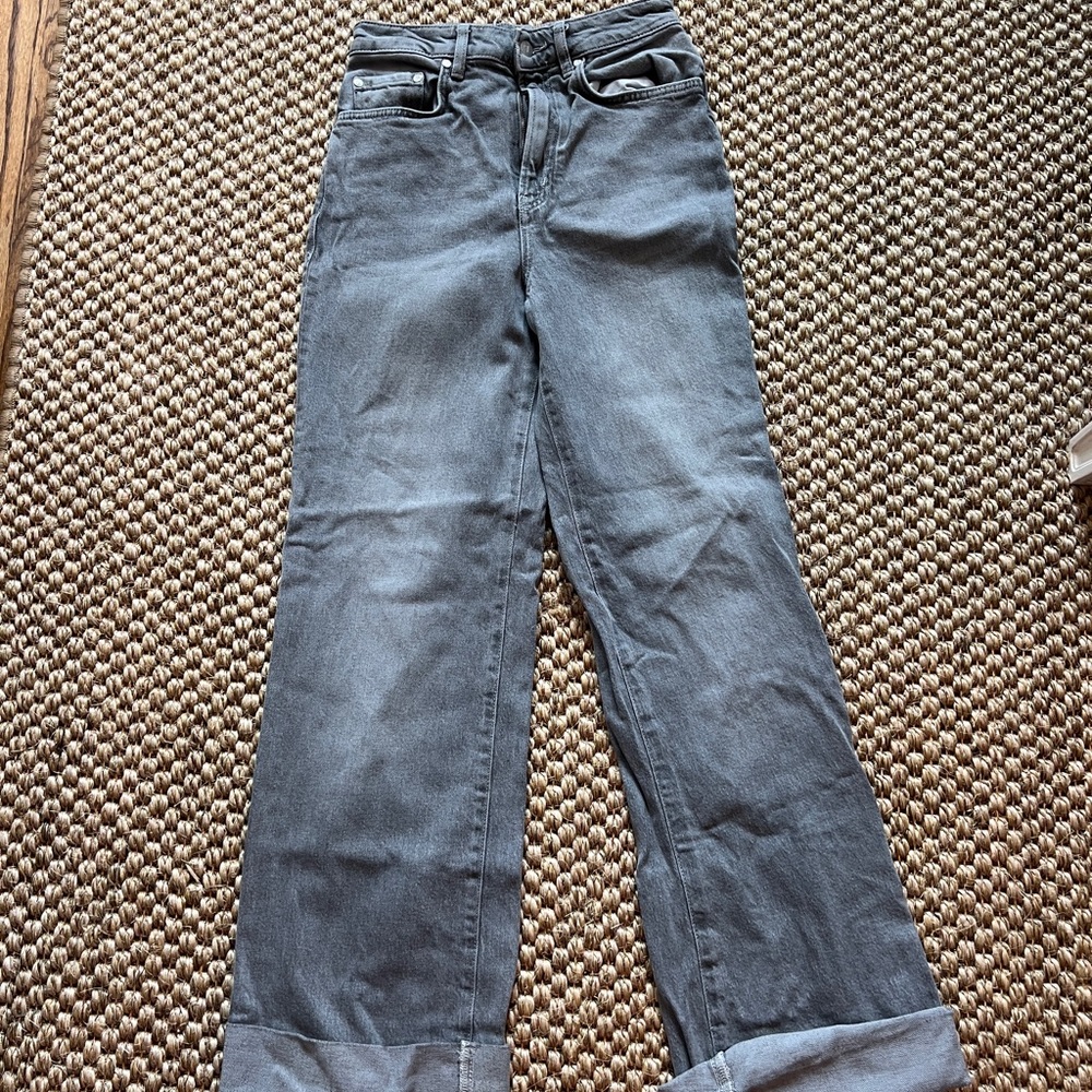 Pilcro Gray Flare Wide Leg Jeans